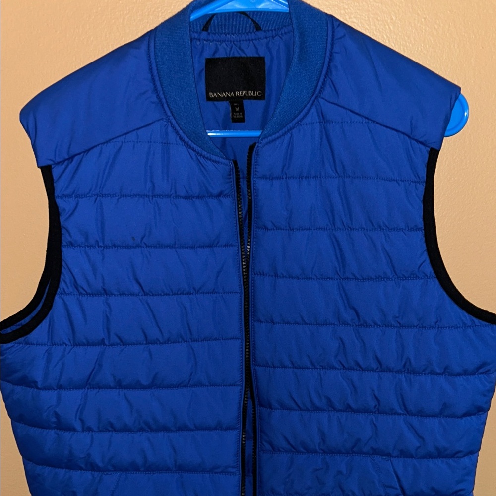 Banana Republic Men's Blue Quilted Puffer Vest Sz Medium new without tags